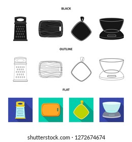Vector illustration of kitchen and cook logo. Collection of kitchen and appliance vector icon for stock.