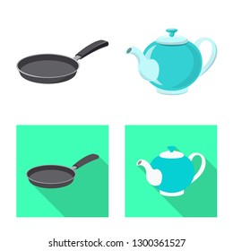 Vector illustration of kitchen and cook logo. Set of kitchen and appliance stock vector illustration.