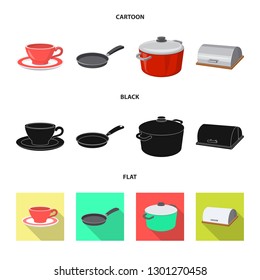 Vector illustration of kitchen and cook logo. Collection of kitchen and appliance vector icon for stock.