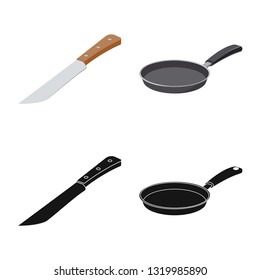 Vector illustration of kitchen and cook logo. Set of kitchen and appliance stock symbol for web.
