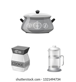 Vector illustration of kitchen and cook logo. Collection of kitchen and appliance stock vector illustration.
