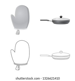 Vector illustration of kitchen and cook logo. Set of kitchen and appliance vector icon for stock.