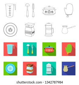 Vector illustration of kitchen and cook logo. Set of kitchen and appliance stock vector illustration.