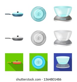 Vector illustration of kitchen and cook logo. Collection of kitchen and appliance vector icon for stock.