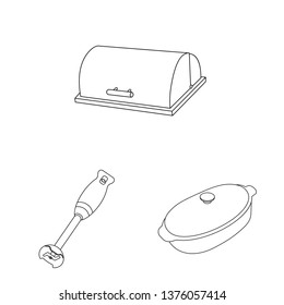 Vector illustration of kitchen and cook logo. Set of kitchen and appliance stock symbol for web.