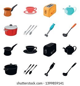 Vector illustration of kitchen and cook logo. Collection of kitchen and appliance stock symbol for web.