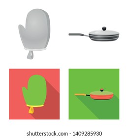 Vector illustration of kitchen and cook logo. Set of kitchen and appliance stock vector illustration.