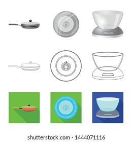 Vector illustration of kitchen and cook logo. Set of kitchen and appliance stock vector illustration.