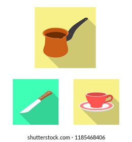 Vector illustration of kitchen and cook sign. Collection of kitchen and appliance stock symbol for web.
