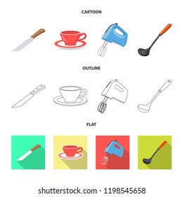 Vector illustration of kitchen and cook sign. Collection of kitchen and appliance stock vector illustration.