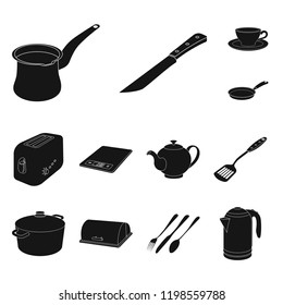 Vector illustration of kitchen and cook sign. Set of kitchen and appliance vector icon for stock.