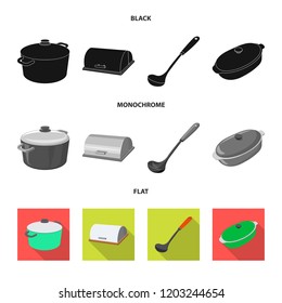 Vector illustration of kitchen and cook sign. Set of kitchen and appliance stock symbol for web.
