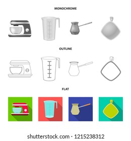 Vector illustration of kitchen and cook sign. Collection of kitchen and appliance stock symbol for web.