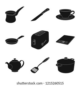 Vector illustration of kitchen and cook sign. Set of kitchen and appliance vector icon for stock.