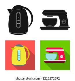 Vector illustration of kitchen and cook sign. Set of kitchen and appliance stock symbol for web.