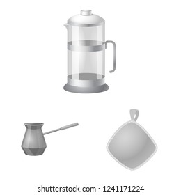Vector illustration of kitchen and cook sign. Collection of kitchen and appliance vector icon for stock.