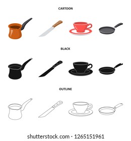Vector illustration of kitchen and cook sign. Set of kitchen and appliance stock symbol for web.