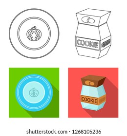Vector illustration of kitchen and cook sign. Set of kitchen and appliance stock symbol for web.
