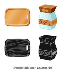 Vector illustration of kitchen and cook sign. Collection of kitchen and appliance stock vector illustration.