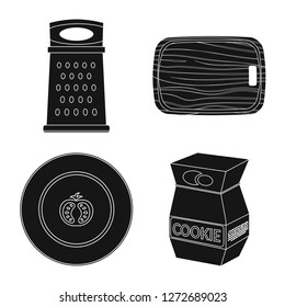 Vector illustration of kitchen and cook sign. Set of kitchen and appliance stock vector illustration.