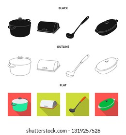 Vector illustration of kitchen and cook sign. Collection of kitchen and appliance stock vector illustration.