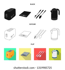 Vector illustration of kitchen and cook sign. Collection of kitchen and appliance stock vector illustration.