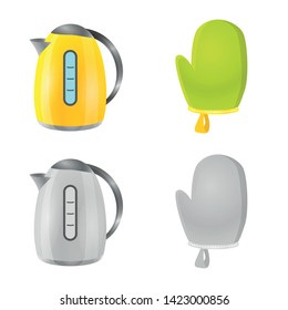Vector illustration of kitchen and cook sign. Set of kitchen and appliance stock vector illustration.