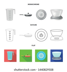 Vector illustration of kitchen and cook sign. Collection of kitchen and appliance vector icon for stock.
