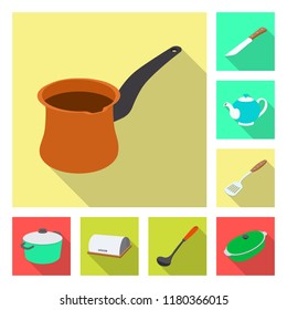 Vector illustration of kitchen and cook symbol. Collection of kitchen and appliance stock vector illustration.
