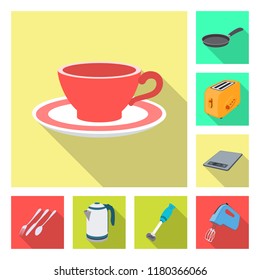 Vector illustration of kitchen and cook symbol. Set of kitchen and appliance stock symbol for web.