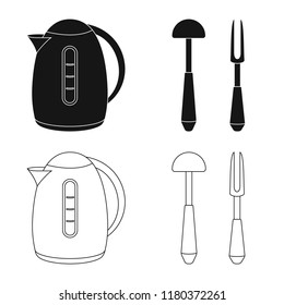 Vector illustration of kitchen and cook symbol. Set of kitchen and appliance vector icon for stock.