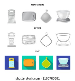 Vector illustration of kitchen and cook symbol. Collection of kitchen and appliance stock vector illustration.