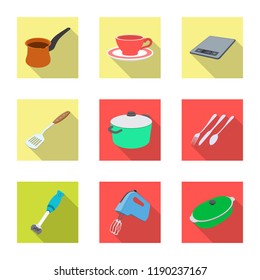 Vector illustration of kitchen and cook symbol. Set of kitchen and appliance stock vector illustration.