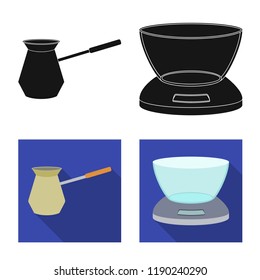 Vector illustration of kitchen and cook symbol. Set of kitchen and appliance stock symbol for web.