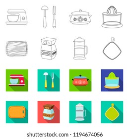 Vector illustration of kitchen and cook symbol. Set of kitchen and appliance stock symbol for web.