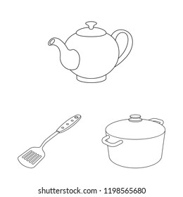 Vector illustration of kitchen and cook symbol. Set of kitchen and appliance vector icon for stock.