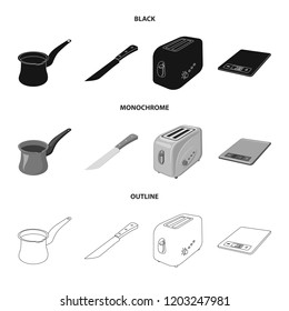 Vector illustration of kitchen and cook symbol. Set of kitchen and appliance stock symbol for web.