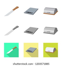 Vector illustration of kitchen and cook symbol. Set of kitchen and appliance stock vector illustration.