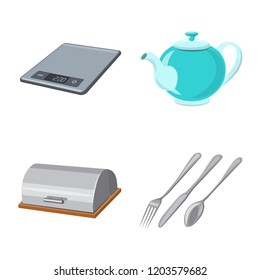 Vector illustration of kitchen and cook symbol. Set of kitchen and appliance stock symbol for web.