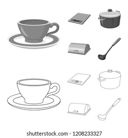 Vector illustration of kitchen and cook symbol. Collection of kitchen and appliance stock symbol for web.