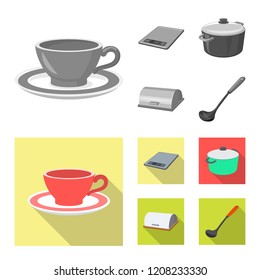 Vector illustration of kitchen and cook symbol. Set of kitchen and appliance stock vector illustration.