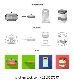 Vector illustration of kitchen and cook symbol. Set of kitchen and appliance vector icon for stock.