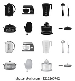 Vector illustration of kitchen and cook symbol. Collection of kitchen and appliance stock symbol for web.