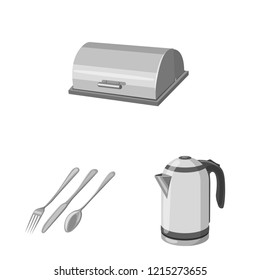 Vector illustration of kitchen and cook symbol. Collection of kitchen and appliance stock vector illustration.