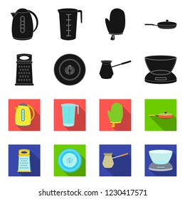 Vector illustration of kitchen and cook symbol. Collection of kitchen and appliance vector icon for stock.
