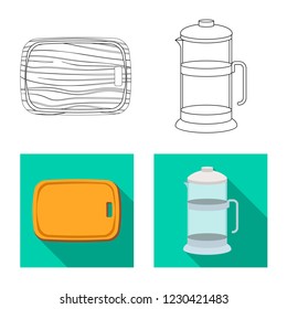 Vector illustration of kitchen and cook symbol. Set of kitchen and appliance stock symbol for web.