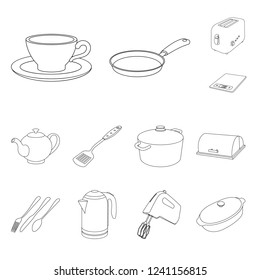 Vector illustration of kitchen and cook symbol. Collection of kitchen and appliance stock symbol for web.