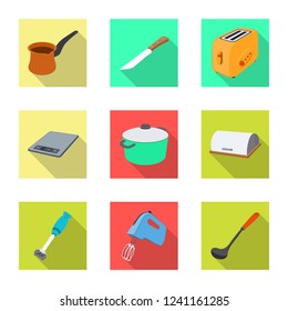 Vector illustration of kitchen and cook symbol. Collection of kitchen and appliance stock symbol for web.