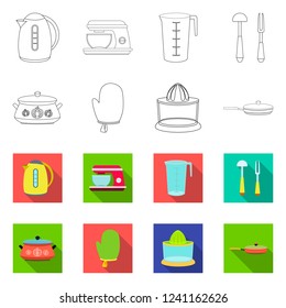 Vector illustration of kitchen and cook symbol. Collection of kitchen and appliance stock symbol for web.