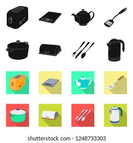 Vector illustration of kitchen and cook symbol. Set of kitchen and appliance vector icon for stock.